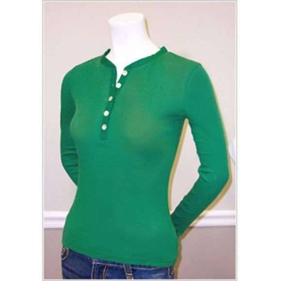 Woo Long Sleeve Ribbed Henley (grass) - Picture 2 of 3